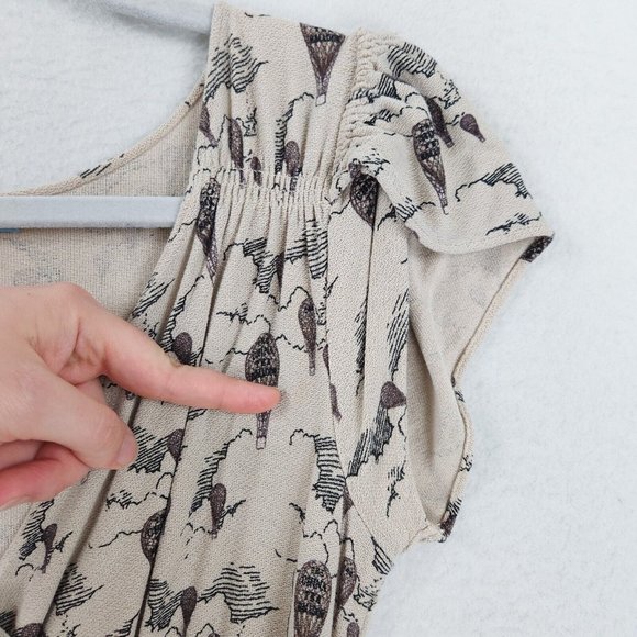 Leifnotes Dress Womens Small Tan Up Away Hot Air Balloon A Line Anthropologie - Picture 4 of 14